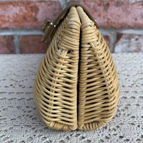J Crew Wicker Straw Rattan Clutch Handbag - Picture 4 of 16